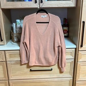 Loft v-neck sweater; peachy colored; small; never worn or washed
